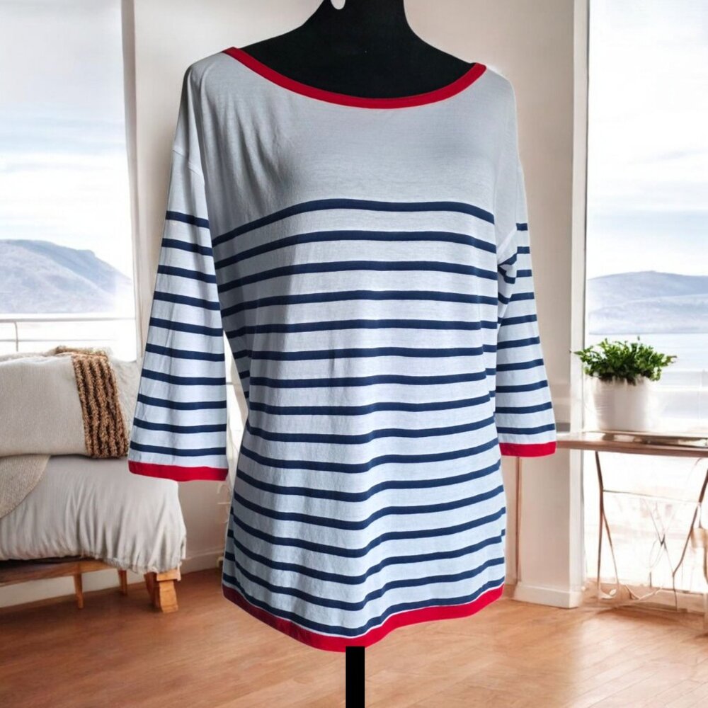 ESCALES (LG) #048/370 Striped 3/4 Tee Sailor Red/White/Blue Numbered Loose Cut